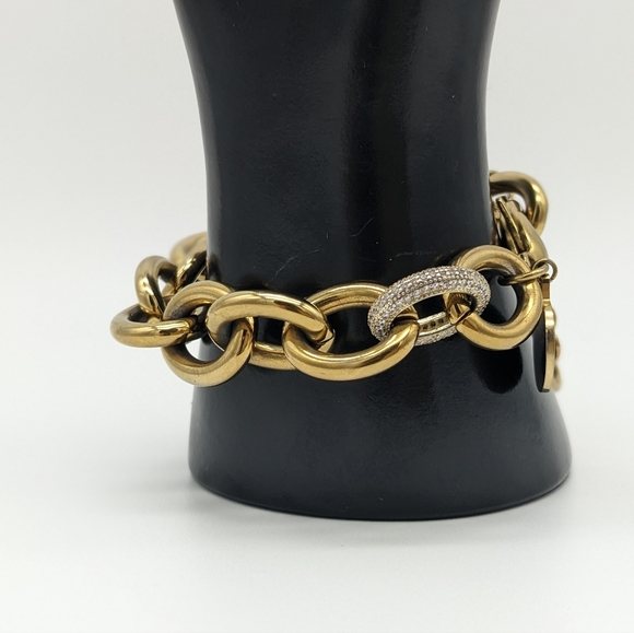 Gold Bracelet for Women Girls Wide Cuban Curb Link Bracelet Oval CZ Bracelet - Picture 2 of 6